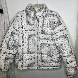 Bandana Print Puffer Jacket